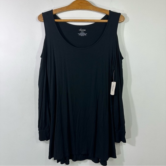 NWT Soma Soft Terry Cold Shoulder Tunic Black - Picture 3 of 10